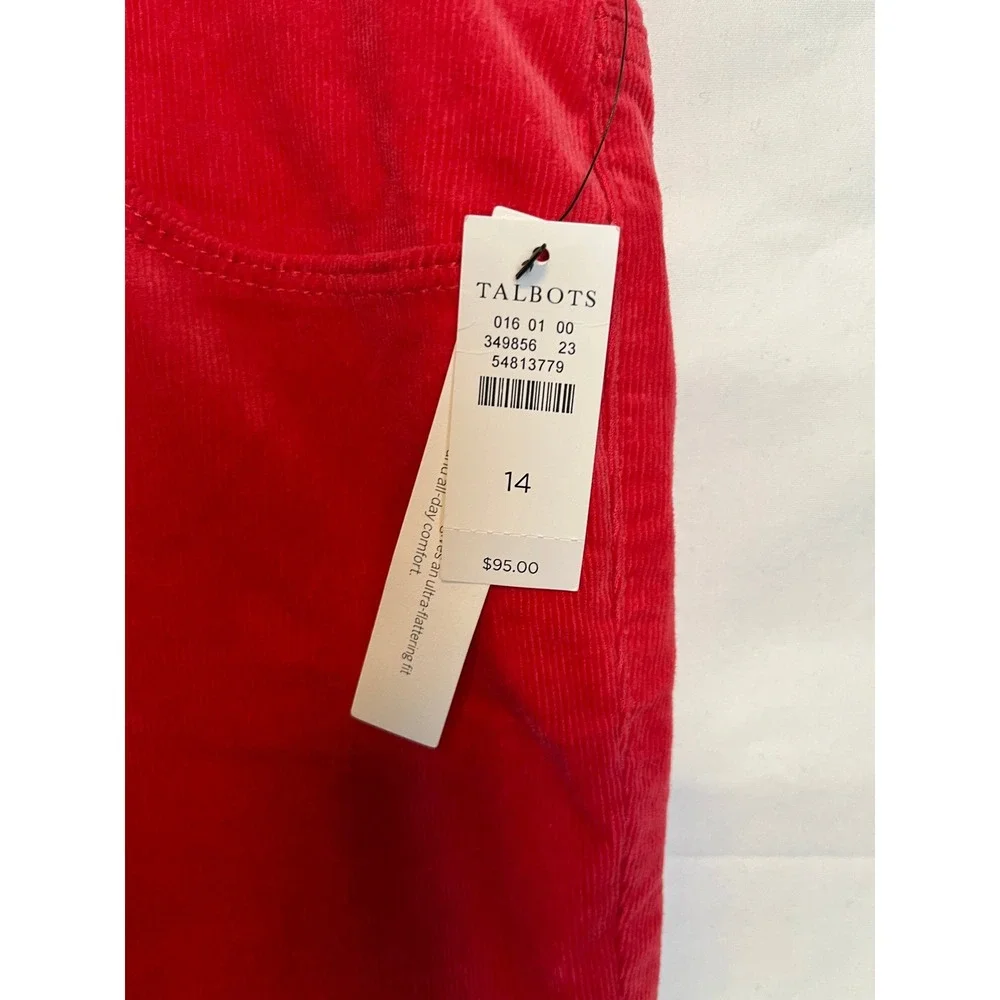 Talbots NWT Red‎ Corduroy Jeggings 14 High Waist Pop of Red Preppy Officecore
